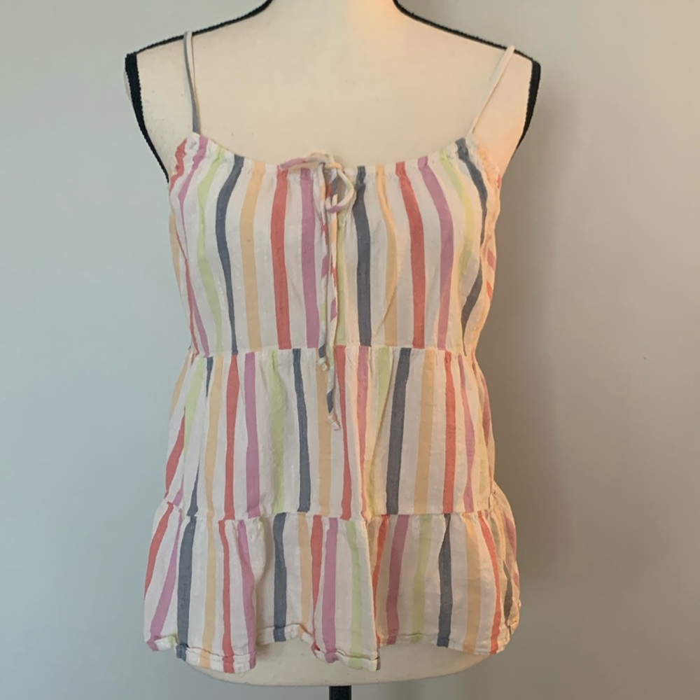 Top - spaghetti strap, striped - tiered